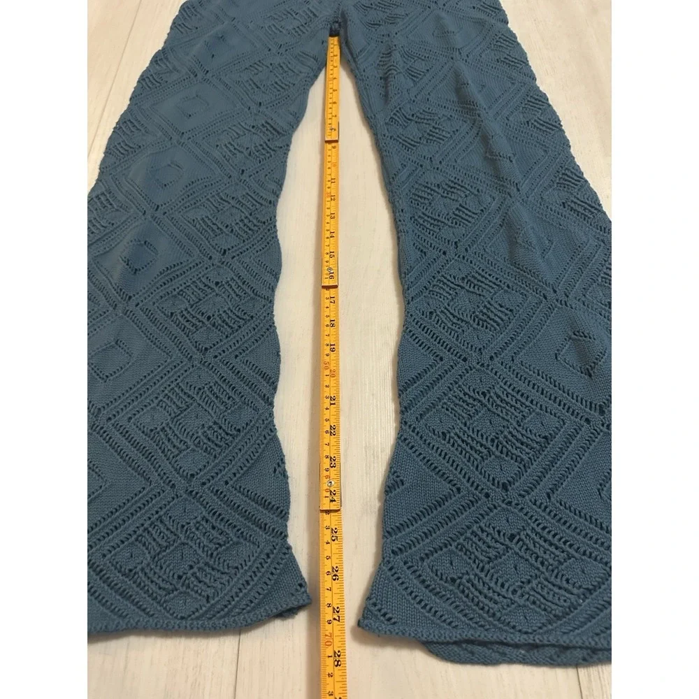 FREE PEOPLE FP BEACH GET AWAY‎ FAUXCHET PANTS CROCHET COVER UP Sz XS Teal